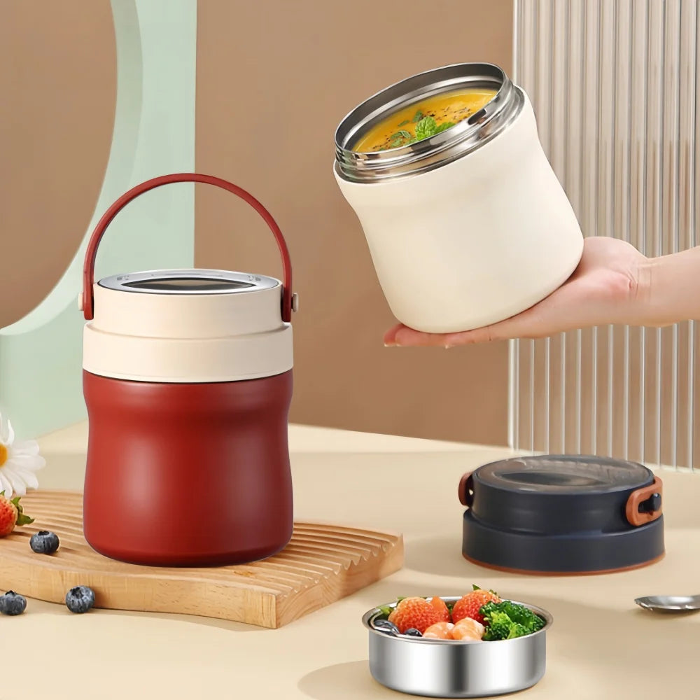 1100ml Stainless Steel Bento Lunch Box Insulated Thermal Food Container Soup Cup Thermos That Keeps Food Hot for Picnics And Wor