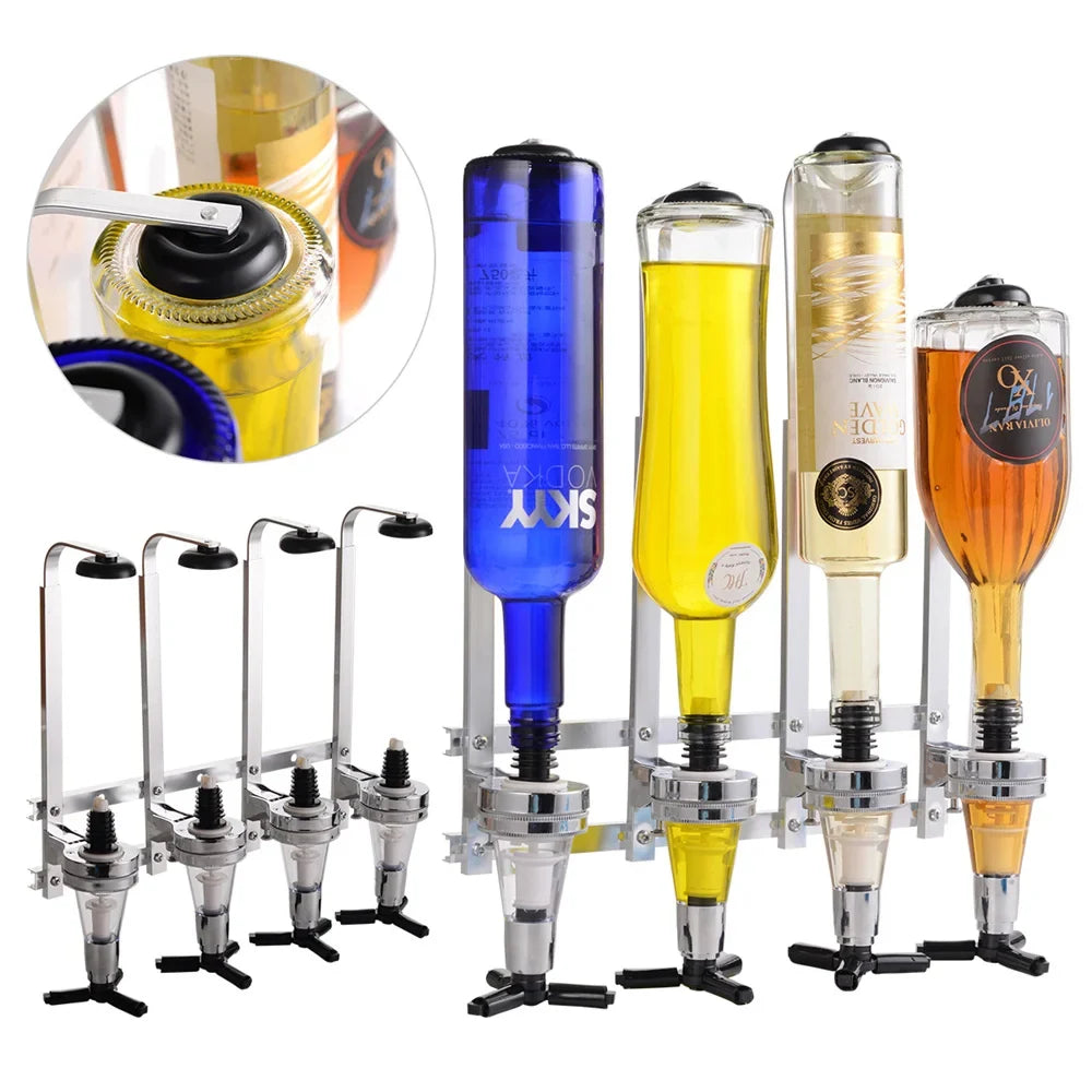 Alcohol Liquor Dispenser 1-6 Bottle Wall Rotating, Mounted Cocktail Shaker Stand Whisky Wine Beer Alcohol Bar Beverage Dispenser