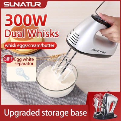 SUNATUR Electric Kitchen Blender Machine: Handheld Beater Processor, Supports Cake Cream Egg Mixing - Essential Home Appliance