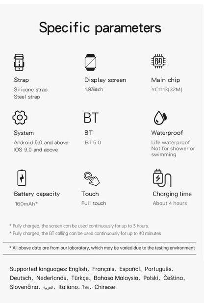 New Smart Watch 1.83inch Full Touch Screen Sport Fitness Watches BT Call Digital Smartwatch Wristwatch For Men Women Gift 2025