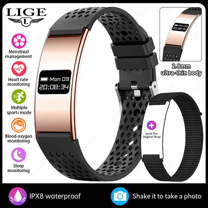 LIGE New 2.8mm Ultra-thin Smart Wristbands Heart Rate Health Monitoring Smart Bracelet Waterproof Sports Electronic Smart Watch