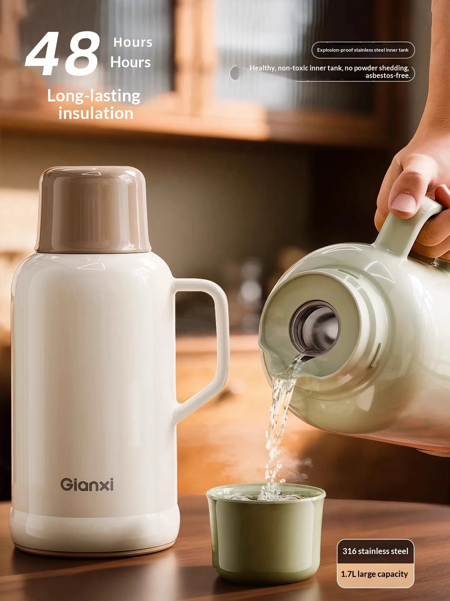 Gianxi Insulated Pot Stainless Steel Large Capacity Hot Water Bottle 2025 New Small Warm Pot Dormitory Student Warm Bottle