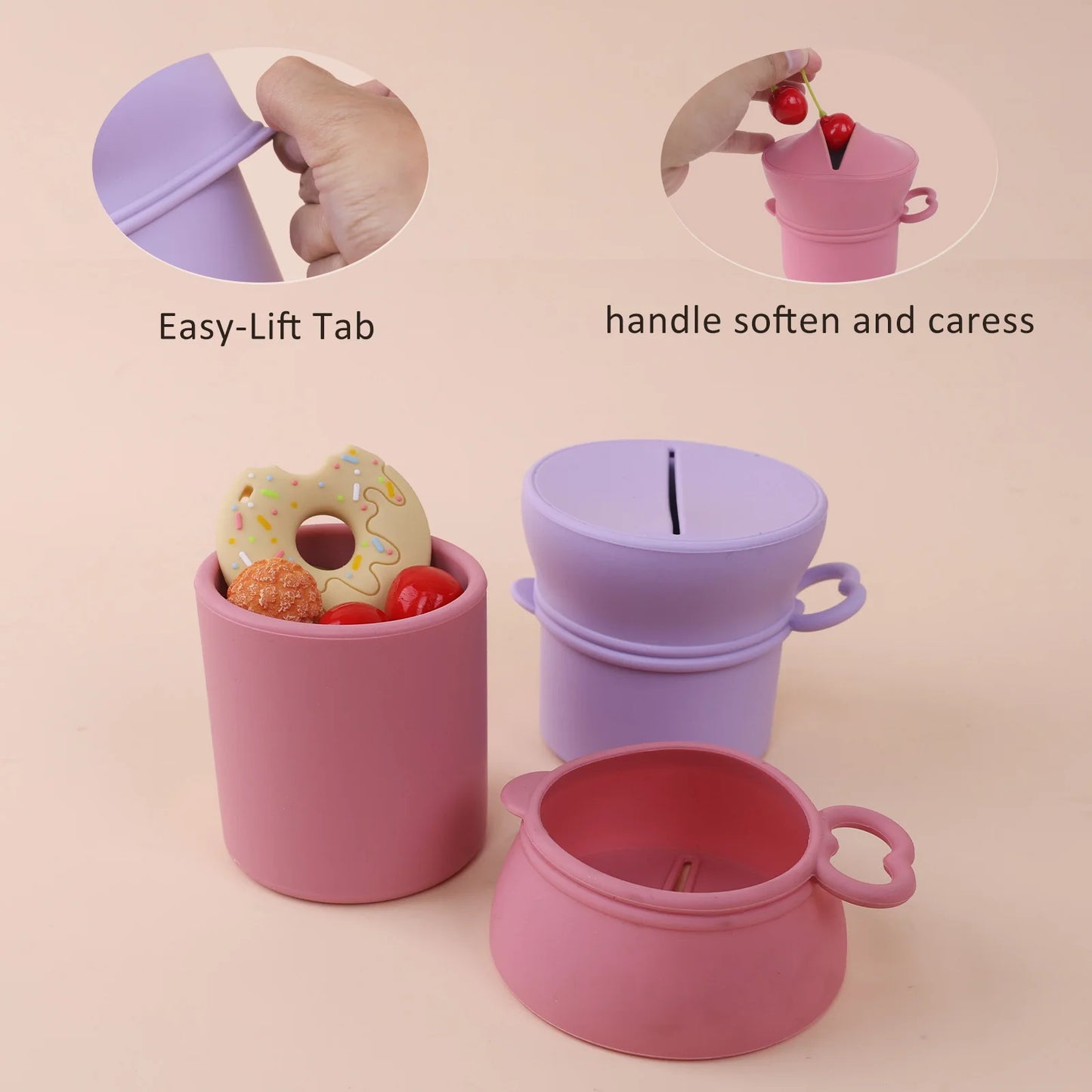 Portable Silicone Cup with Handle Food Grade Easy Clean Travel Mug BPA Free Leak Proof Drinking Cup for Outdoor Office