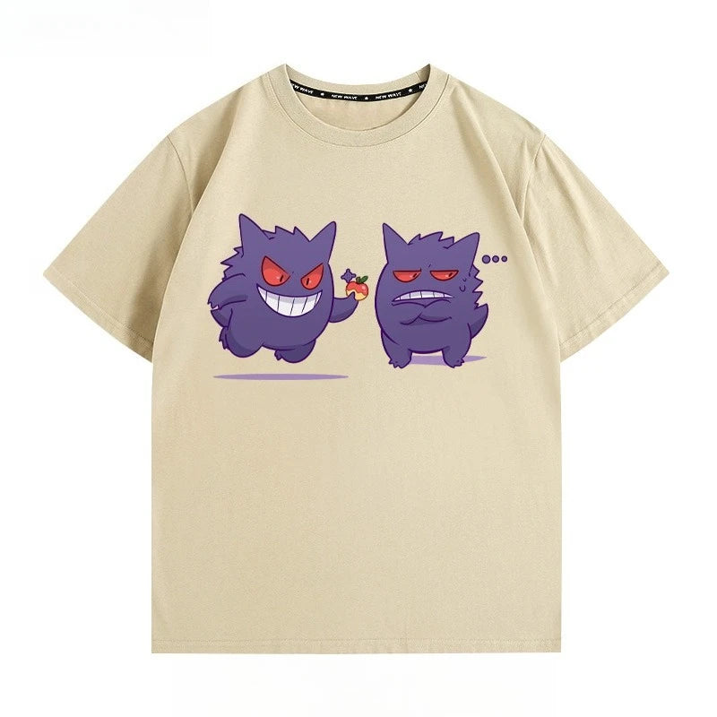 Pokémon Peripheral Clothes Gengar Cartoon Couple Wear Short-sleeved Top Men and Women Summer Animation Peripheral Joint T-shirt
