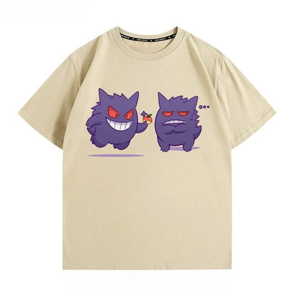Pokémon Peripheral Clothes Gengar Cartoon Couple Wear Short-sleeved Top Men and Women Summer Animation Peripheral Joint T-shirt