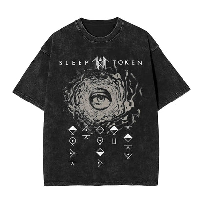 Sleep Rock Music Tokensd Even In Arcadia T Shirt Hip Washed Short Sleeve High Street T-Shirt Fashion for Men Women Streetwear