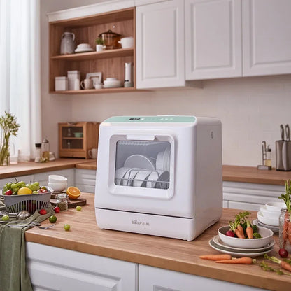 Mini Dish Washer Machine 4sets Intelligent Hot Air Drying Small Bowls Dishes Storage Countertop Dishwasher Lavavajillas