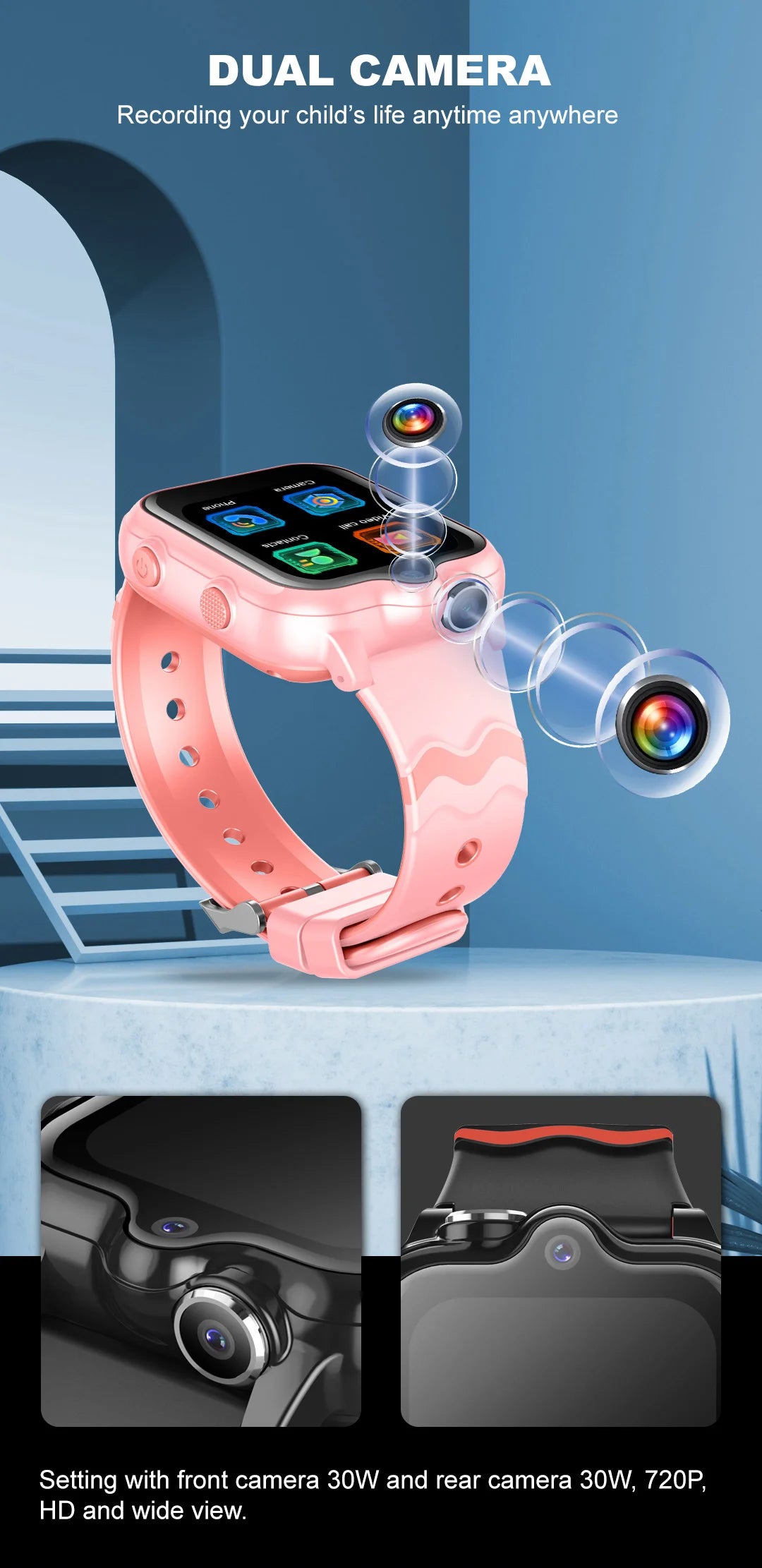 2025 New Smart Watches 4G Kids GPS AGPS LBS SOS Music Playback Dual Camera Smartwatch Waterproof 900mAh Boy Girl Children Gift