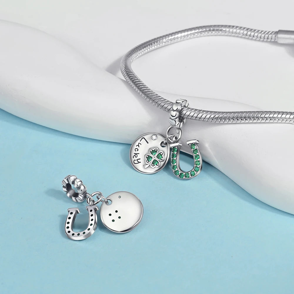 Lucky Clover Series Bead 925 Sterling Silver Original Charms Fit Pendant Charm Bracelet Dangle for Women DIY Fine Jewelry Making
