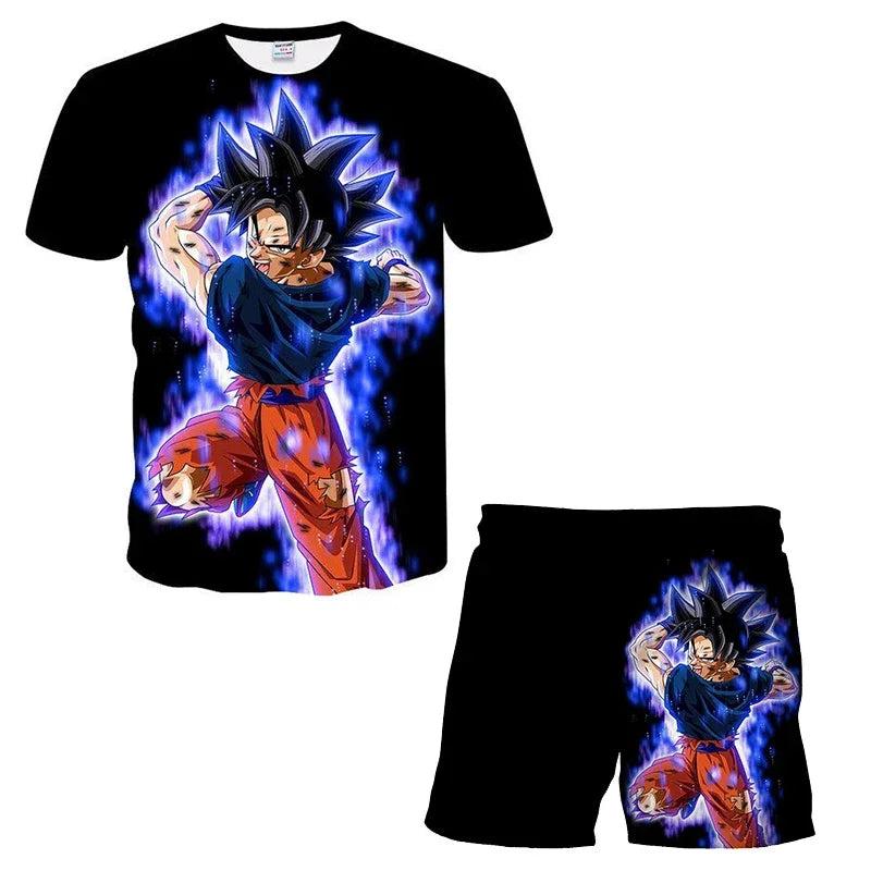 Fashion Dragon Ball Z Tshirt Set Kids Vegeta Boys Clothes Girls Mens Women T-shirt Suit Trucksuit Clothes 3d Goku Short Sleeve