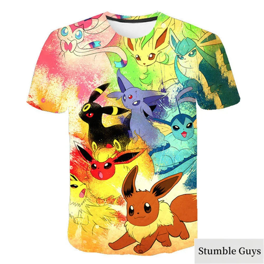 Pokemon 3D T-shirt for Boys and Children T-shirt Pikachu Cartoon Cool T-shirt for Boys and Girls Fashion Men Women Street Tee