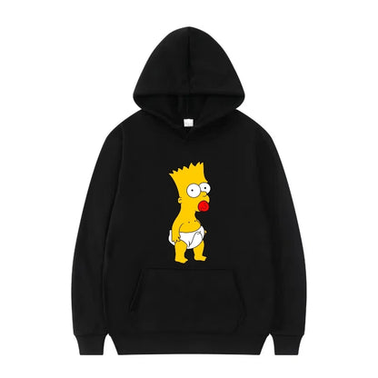 Disney The Simpsons Funny Pattern Casual Hooded Tops Men Woman Loose Comfortable Winter Black Sports Pullovers Fashion Clothing