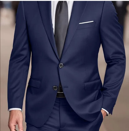 Business Casual Men's Two-Piece Suit Set Wedding Groomsmen Pure Color Formal Wear Spring Summer Autumn Winter New Arrival