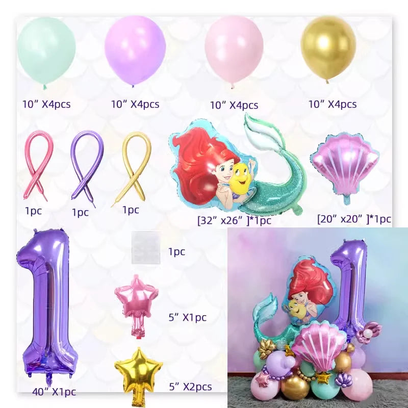The Little Mermaid Birthday Party Decoration Princess Ariel Paper Napkin Plate Cup Tablecloth Balloons Kids Baby Shower Supplies