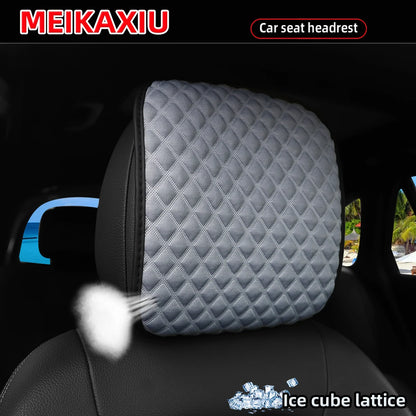 1/2PCS  Car Seat Headrest Cover, Ice Silk, Diamond Pattern, Breathable, Comfortable Fabric Pillow, Auto Accessories, Summer