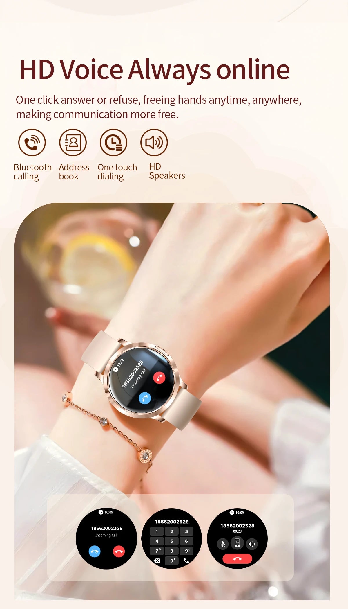 2025 New Smart Watch For Women Gift 1.32 Inch Full Touch Screen Sports Fitness Watches Bluetooth Calls Digital Smartwatch Ladies