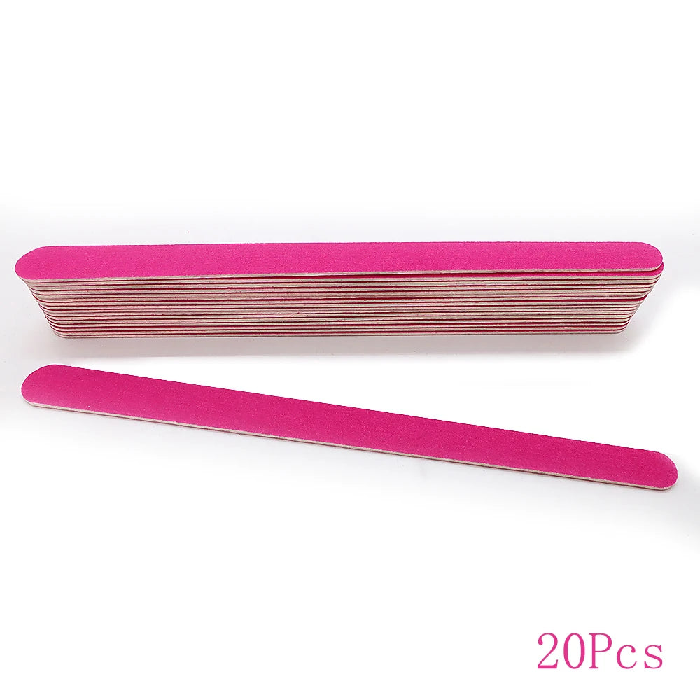 20Pcs/Lot Double Sided Thin Nail Files Rose Blue Purple Sandpaper Small Files 180 Grit Wooden Round File Care Nails Beauty Tools