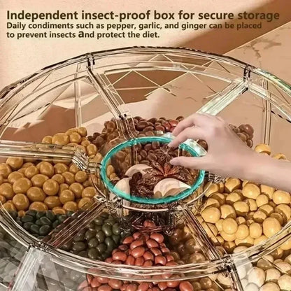 Moisture Proof Rice Bucket Rotating Sealed Grain Bucket Storage Box Practical Storage Box Cereal Dispenser Kitchen Products