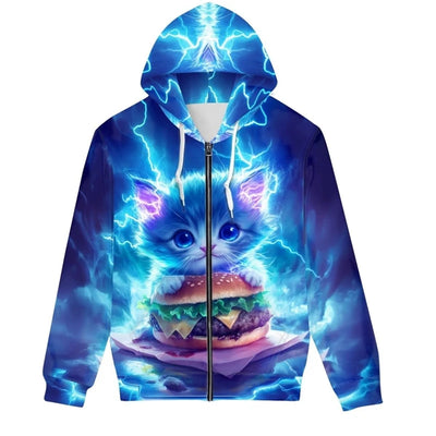 Fashion Graffiti Cat Dog 3d Print Zip Up Hoodies Sweatshirts Men Women Unisex Hooded Oversized Zip Up Sweatshirts Tracksuits