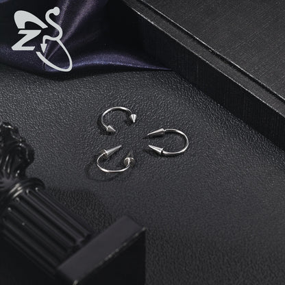 ZS 1PC 16G/18G Spike Nose Rings Stainless Steel Septum Clicker Silver Color Ear Helix Diath Internal Thread Tragus Piercing