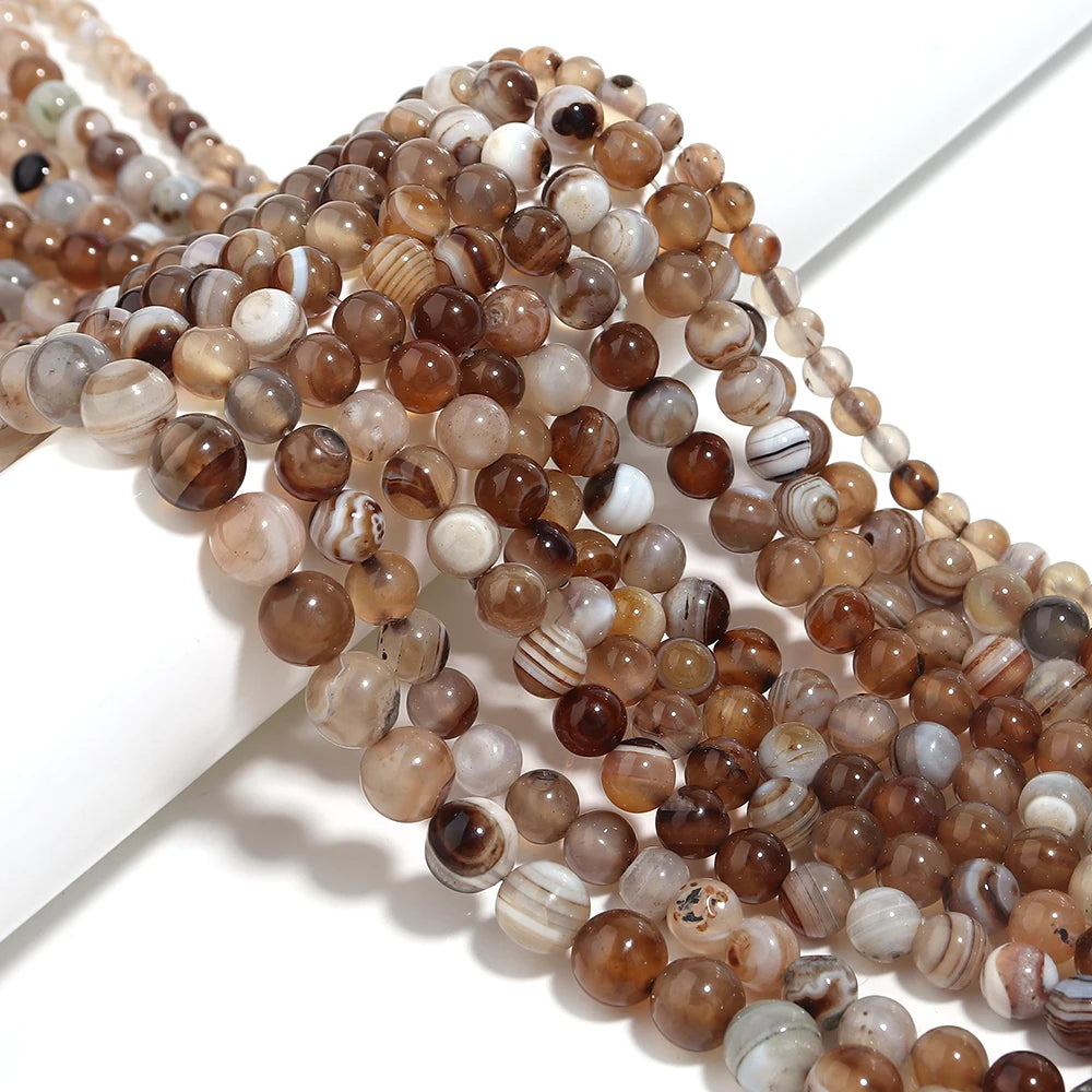Natural Stone 4 6 8 10 12mm Round Tiger Eye Amethyst Agate Jades Stone Spacer Bead For Jewelry Making Diy Bracelet Needlework