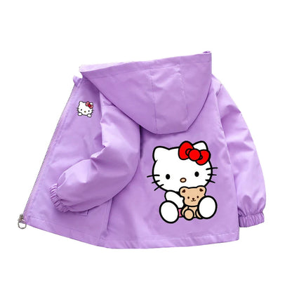 Sanrio kuromi Children Girls Hooded Jacket Coat 2026 Autumn Baby Boy Cartoon Cars Long Sleeve Casual Clothing Kids Outerwear