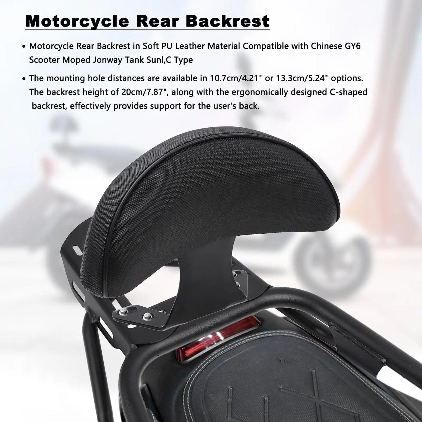 Motorcycle Rear Backrest in Soft PU Leather Material Compatible with Chinese GY6 Scooter Moped Jonway Tank Sunl,C Type