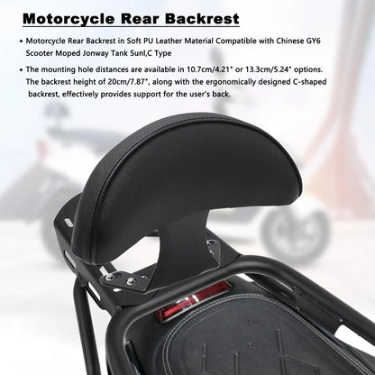 Motorcycle Rear Backrest in Soft PU Leather Material Compatible with Chinese GY6 Scooter Moped Jonway Tank Sunl,C Type