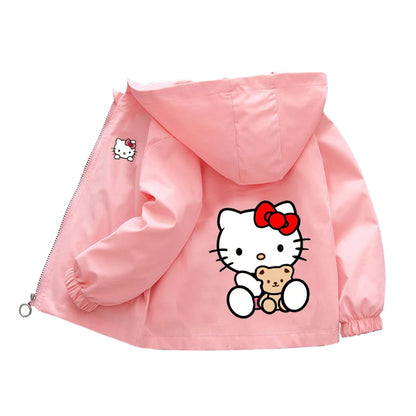 Sanrio kuromi Children Girls Hooded Jacket Coat 2026 Autumn Baby Boy Cartoon Cars Long Sleeve Casual Clothing Kids Outerwear