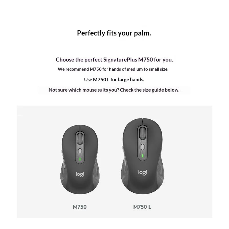Logitech M750 Wireless Mouse Ergonomic Design Multi-Device Bluetooth & 2.4GHz Silent Click for Office Home PC Laptop