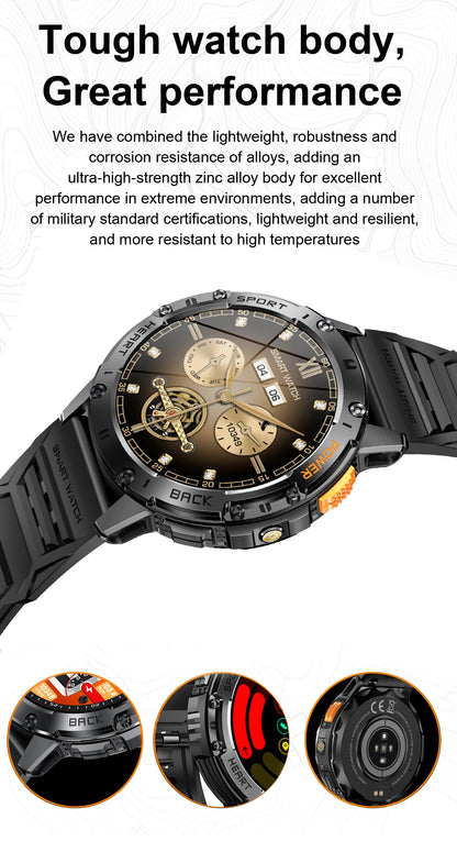 For Android ios New AMOLED Smart Watch Men with Flashlight Sports Waterproof Fitness Tracker Bluetooth Call Smartwatch Man+Box