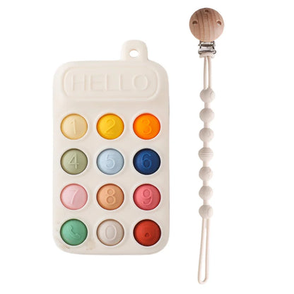 Baby Wooden Bear Phone Teether Toy Telephone Sleeping Pacifier Teething Flip Simulation Phone Toys Early Educational Toy Gifts