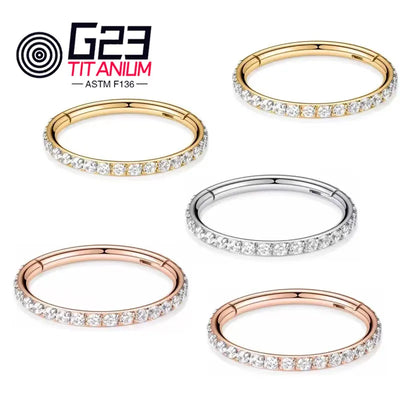 1PC G23 F136 Titanium Women's Round Earrings Nose Ring Hinge Clicker Open Diaphragm Nose Ring Fashion Lady Piercing Jewelry 16G