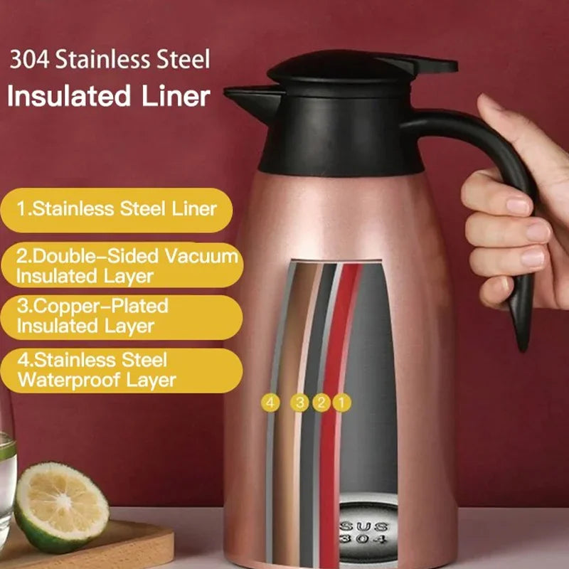 2L304 stainless steel vacuum insulated kettle thermos European coffee pot household hot water bottle household insulated kettle