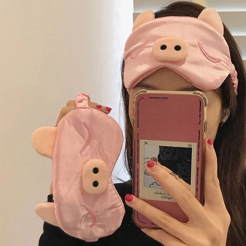 Cartoon Piggy Sleeping Mask Travel Relax Eye Cover For Sleep Shading Eye Eye Patch Beauty Health Eye Pads
