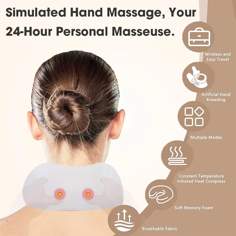 Electric Neck Shiatsu Massager U Shaped Pillow infrared Heat Vibration 3D Kneading Massage Shoulder Cervical Pain Relief Fatigue