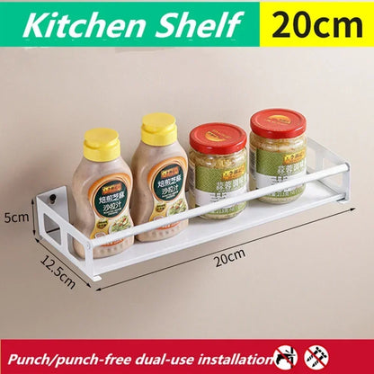 Spice Rack Wall Mount Kitchen Spice Organizer Storage Shelf Punch-Free Shelves Holder for Kitchen Wall Bathroom Household Items