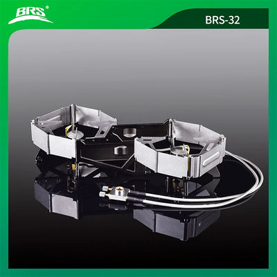 BRS-32 Portable Camping Stove Expandable Double Cooktop Outdoor Folding Gas Burner High Power Ground Stove Camping Furnace