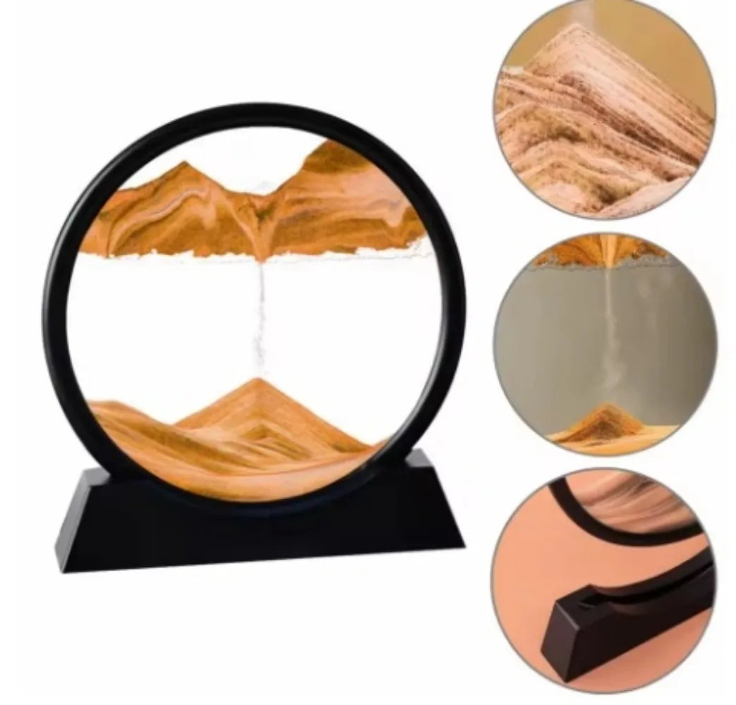 Office Home Decor 3D Extract Hourglass Quicksand Moving Sand Art Picture Round Glass Deep Sea Sandscape Craft Flowing Painting