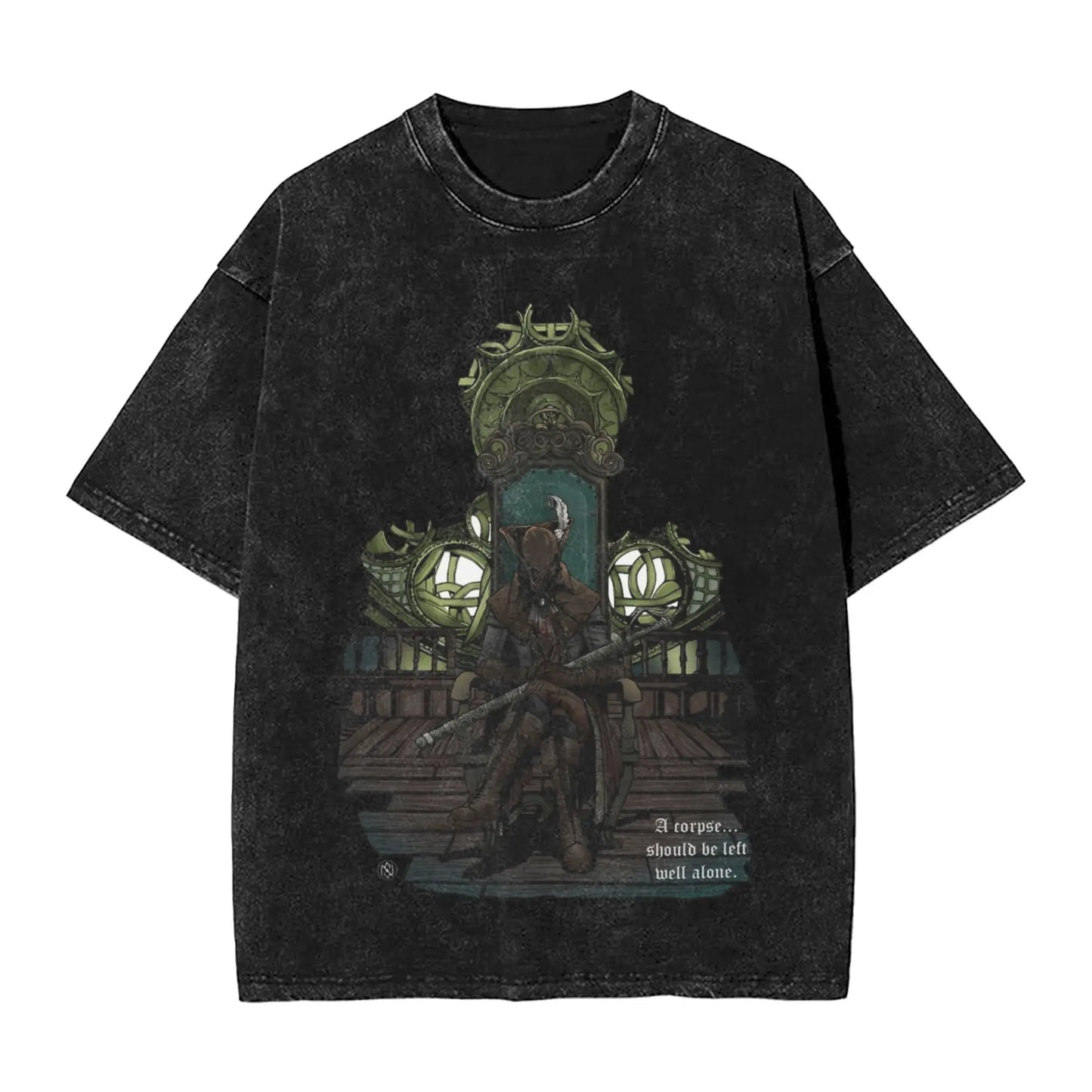 Bloodborne Darks Souls Washed T Shirts Streetwear Hip Hop Vintage T-Shirt  Tees Tops for Men Women Cotton Street Graphic Printed