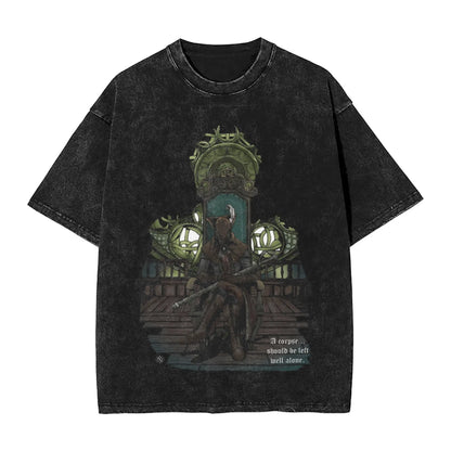 Bloodborne Darks Souls Washed T Shirts Streetwear Hip Hop Vintage T-Shirt  Tees Tops for Men Women Cotton Street Graphic Printed