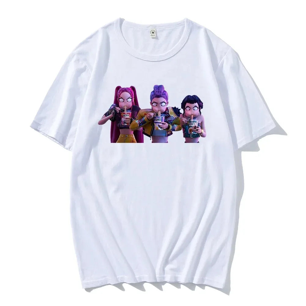 KPop Demon Hunters Tshirts Summer  Female Male  T-shirt Streetwear Hip Hop Fashion Casual T Shirt Tees