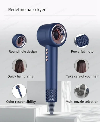 220V Professional Leafless High Speed Hair Dryer Salon Home Appliance Constant Temperature Negative Ion Quick Drying 1.8m