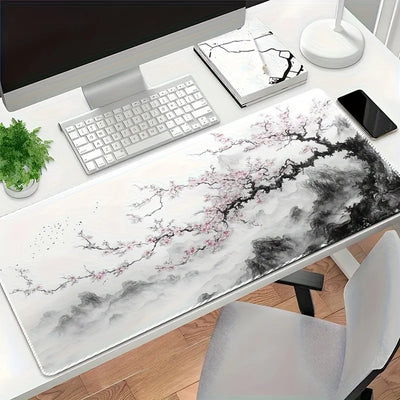Large Gaming Mouse Pad, Cherry Blossom Cloud Design, Office and Gaming Keyboard and Mouse Pad, Perfect for Home and Work Setups