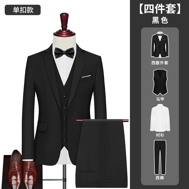 Men's Big Size Suit Set Professional Business Wedding Groom Office Team Uniform Summer Formal Suit