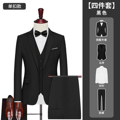 Men's Big Size Suit Set Professional Business Wedding Groom Office Team Uniform Summer Formal Suit