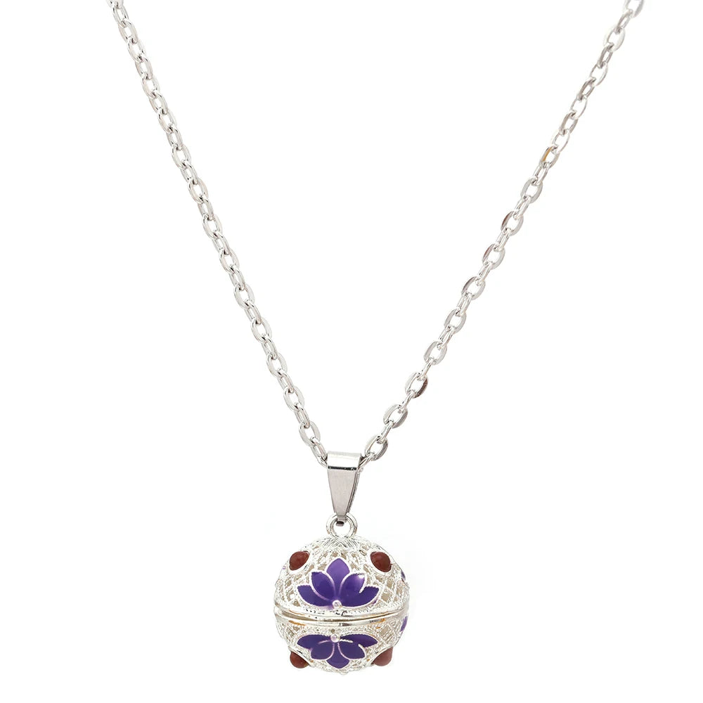 Gradient Cloisonne Aromatherapy Hollow Cage Necklace Essential Oil Diffuser Locket Pendant Music Ball Simple Women Jewelry Gift