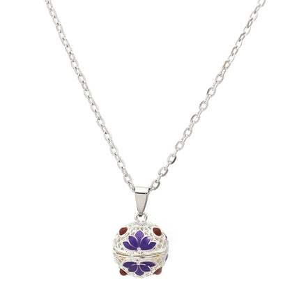 Gradient Cloisonne Aromatherapy Hollow Cage Necklace Essential Oil Diffuser Locket Pendant Music Ball Simple Women Jewelry Gift