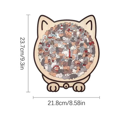 135pcs Cat Shaped Wooden Puzzle montessori Children toys Unique Cat Shape Jigsaw Puzzle Children's Birthday Gift & Home Decor