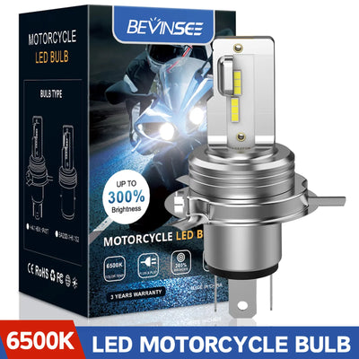 BEVINSEE BA20D H4 LED Motorcycle Headlight Bulb Wireless Non-polarity Hi/Lo High&Low Beam BA20D H4 LED Motorbike Headlamp 12V